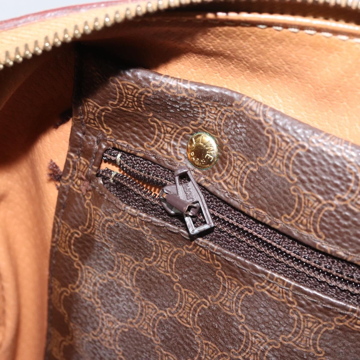 CELINE Macadam Canvas Hand Bag PVC Leather Brown Gold Auth 170409