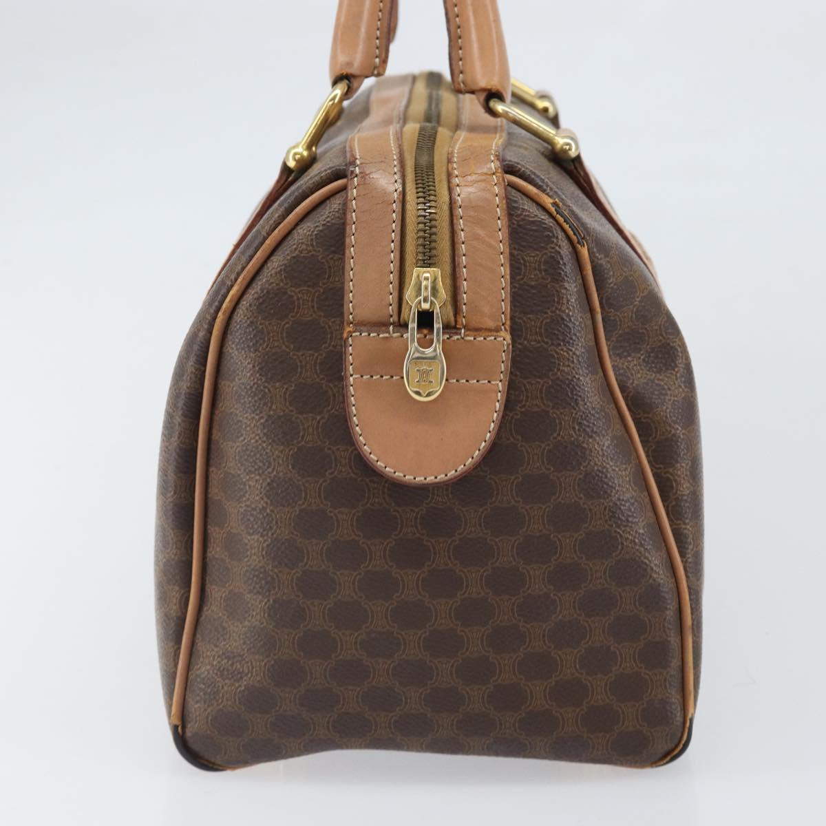 CELINE Macadam Canvas Hand Bag PVC Leather Brown Gold Auth 170409