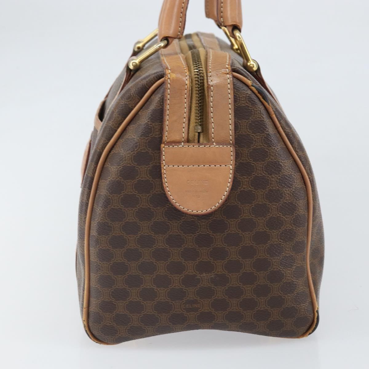 CELINE Macadam Canvas Hand Bag PVC Leather Brown Gold Auth 170409