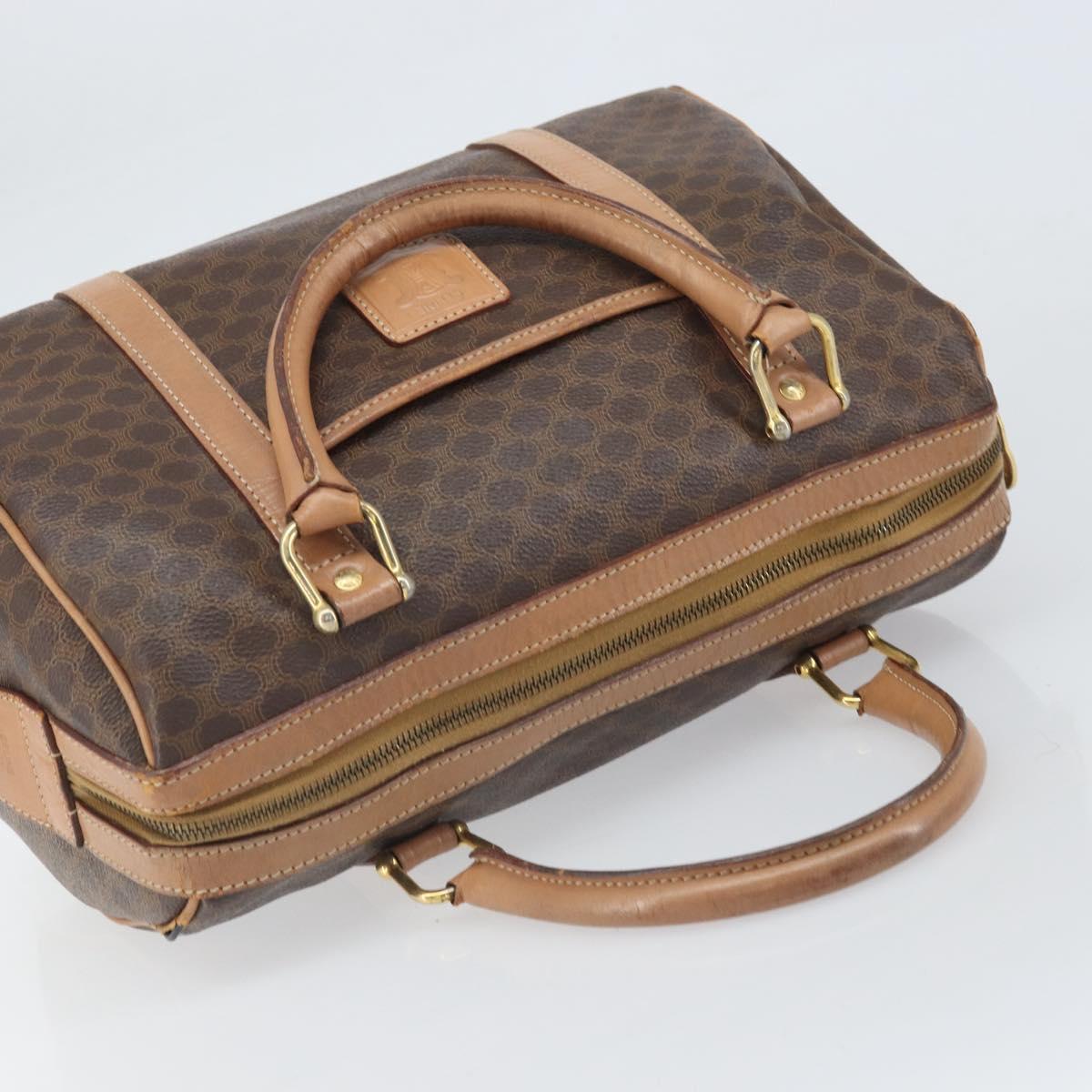 CELINE Macadam Canvas Hand Bag PVC Leather Brown Gold Auth 170409