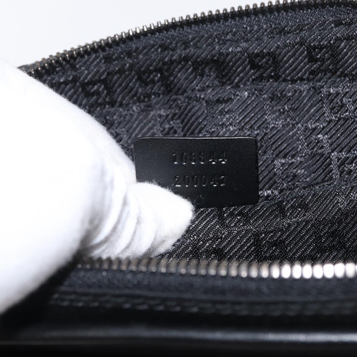 GUCCI Clutch Bag Nylon Black Silver 108844 Auth 170413