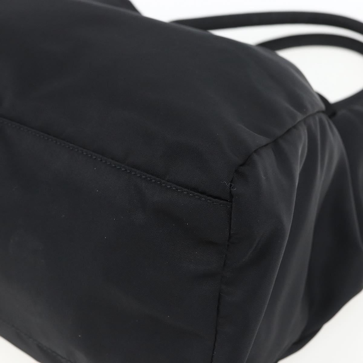 PRADA Tote Bag Nylon Black Silver Auth 170417