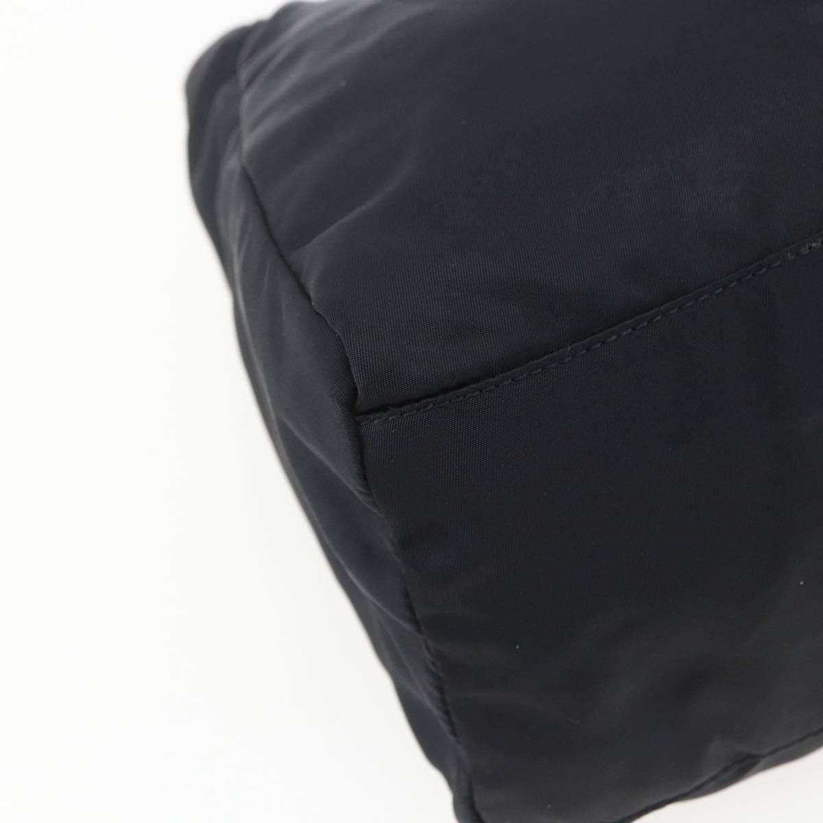 PRADA Tote Bag Nylon Black Silver Auth 170417
