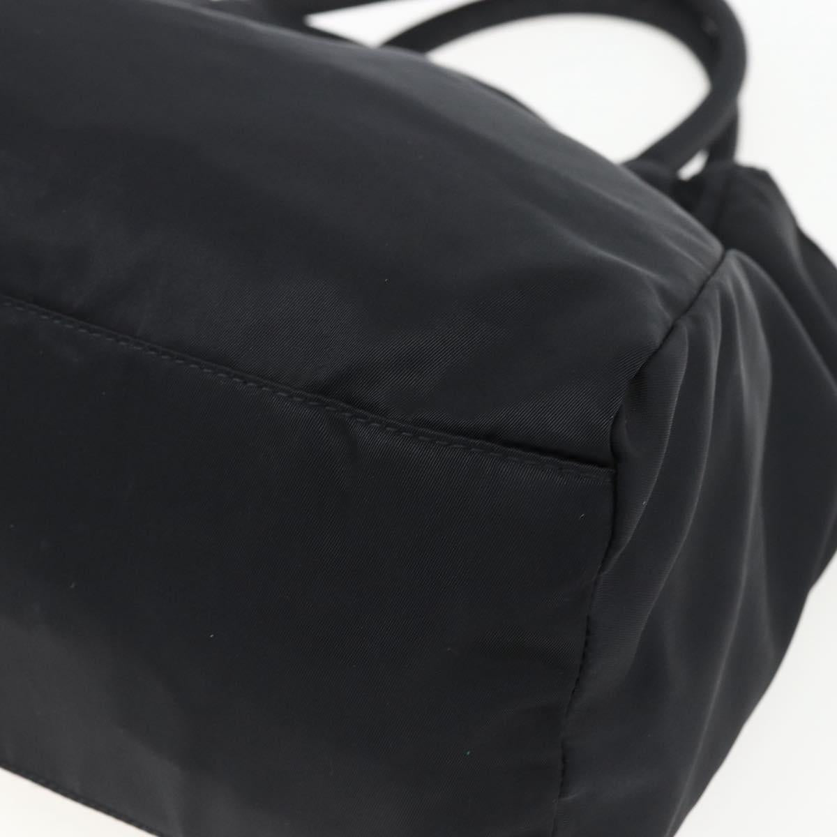 PRADA Tote Bag Nylon Black Silver Auth 170417