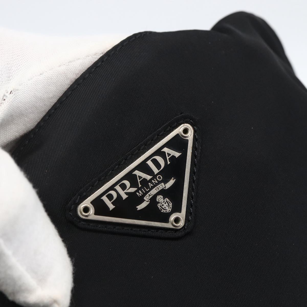 PRADA Tote Bag Nylon Black Silver Auth 170417