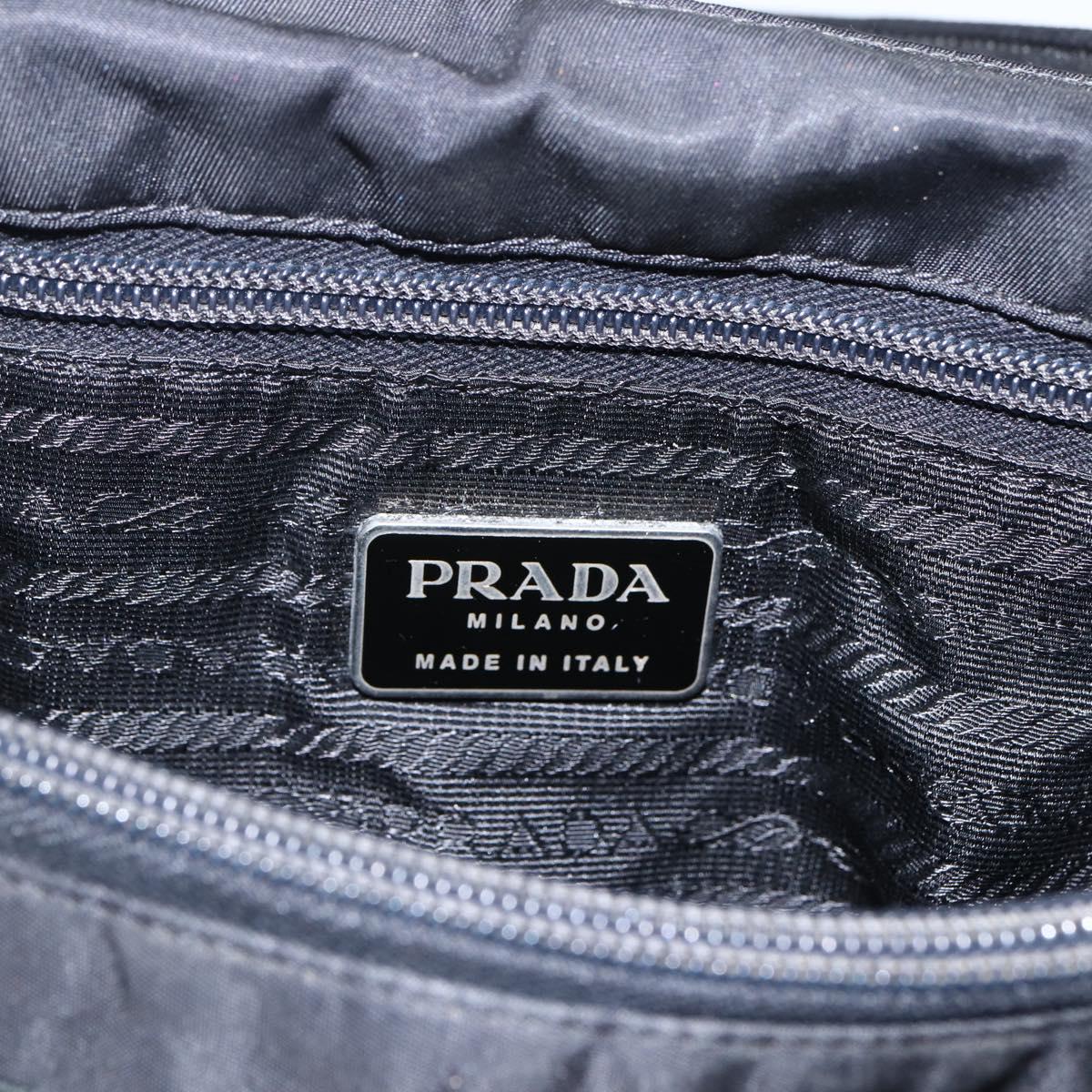 PRADA Tote Bag Nylon Black Silver Auth 170417