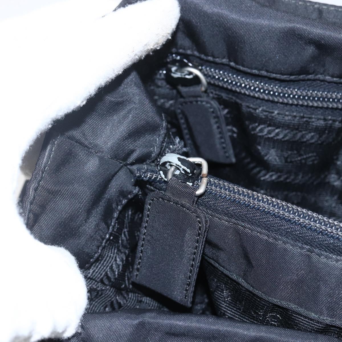 PRADA Tote Bag Nylon Black Silver Auth 170417