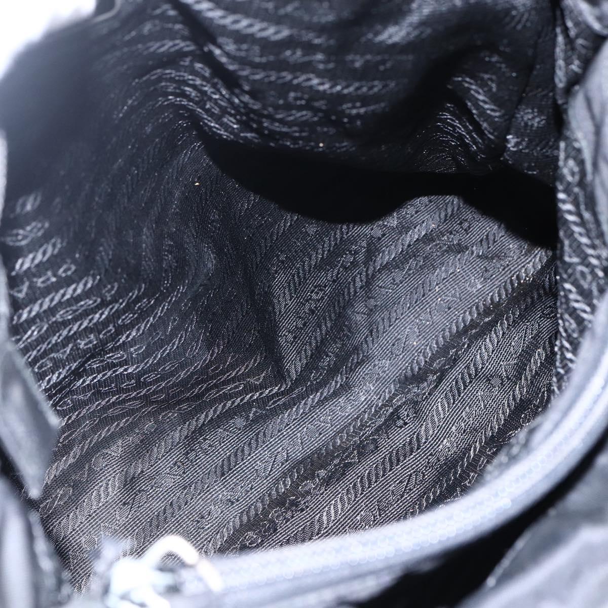 PRADA Tote Bag Nylon Black Silver Auth 170417