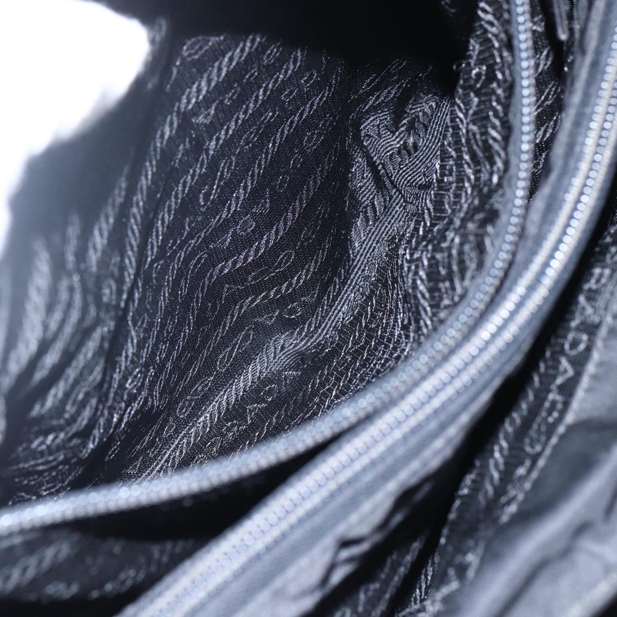 PRADA Tote Bag Nylon Black Silver Auth 170417