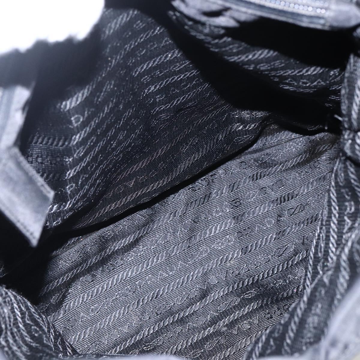 PRADA Tote Bag Nylon Black Silver Auth 170417