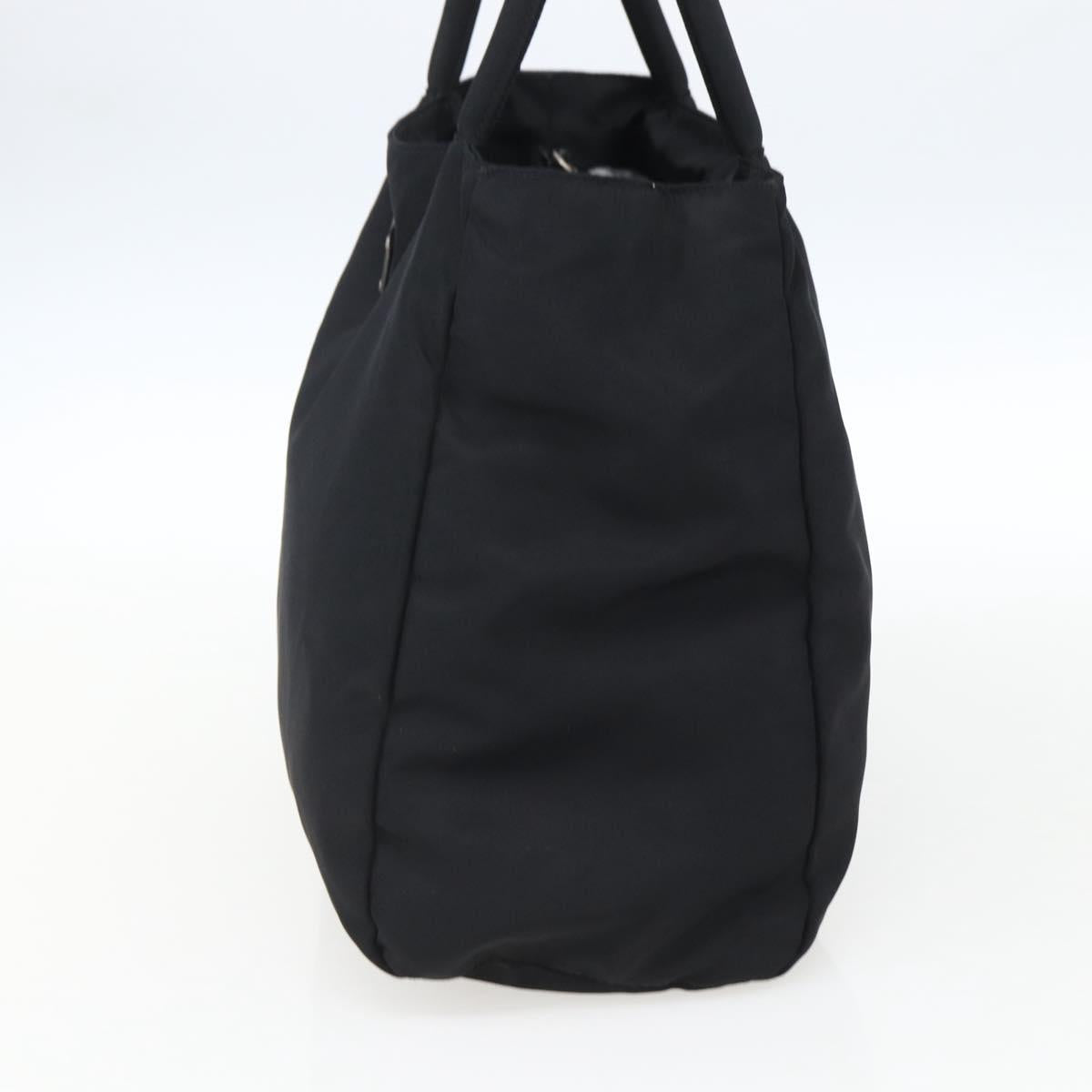 PRADA Tote Bag Nylon Black Silver Auth 170417