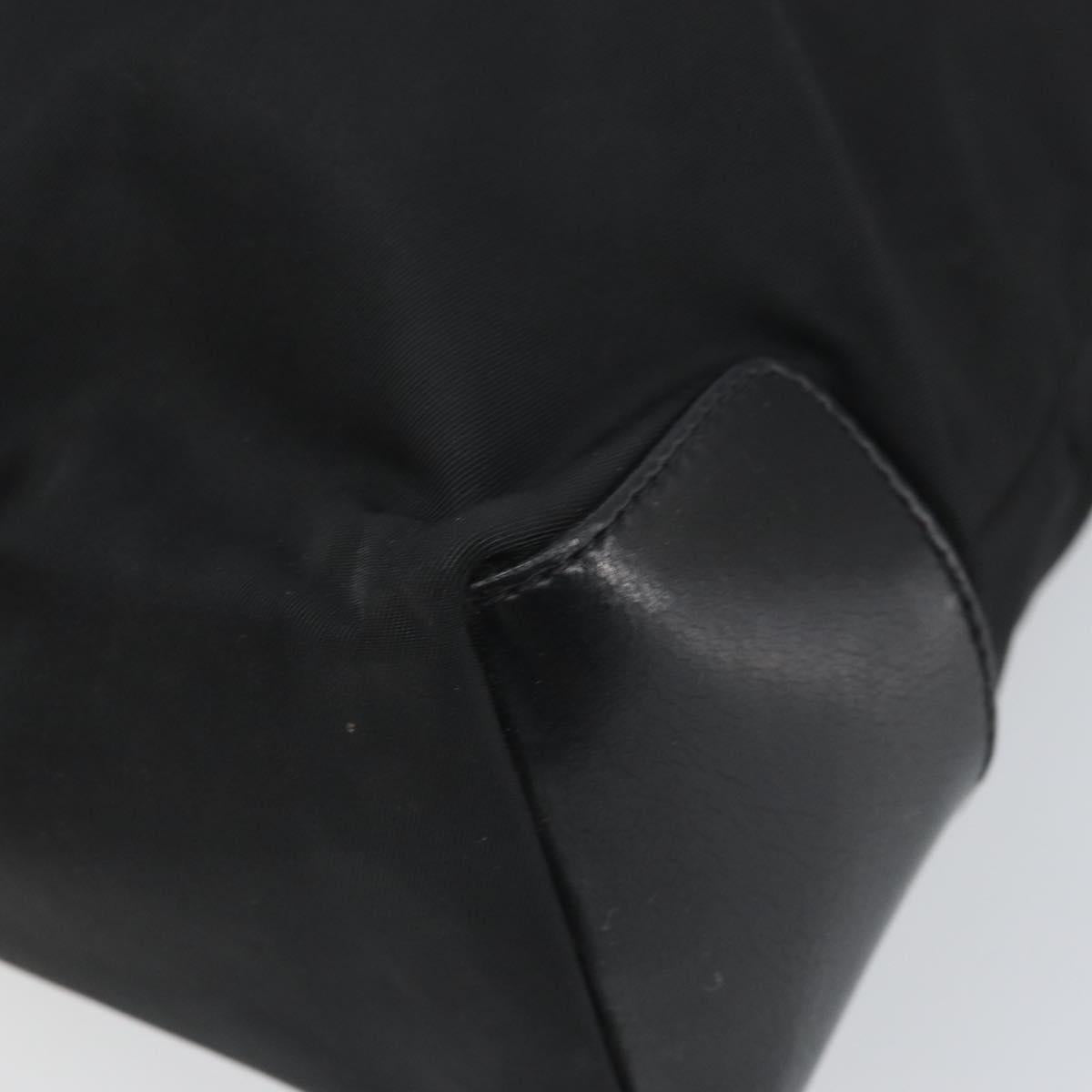 PRADA Hand Bag Nylon Black Silver Auth 170418