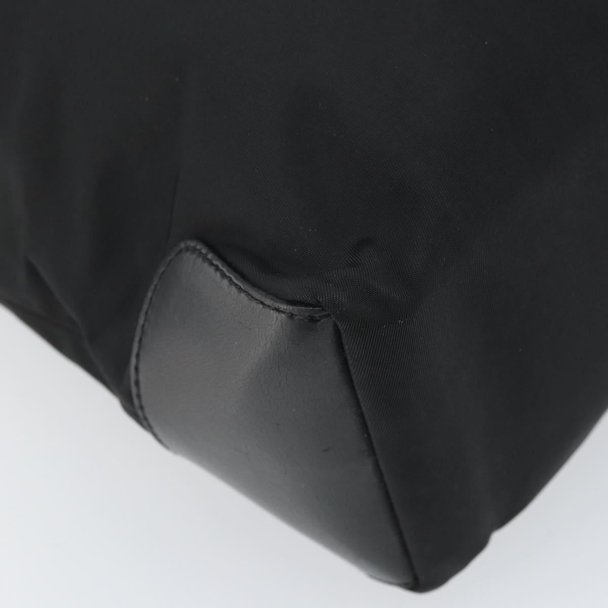 PRADA Hand Bag Nylon Black Silver Auth 170418