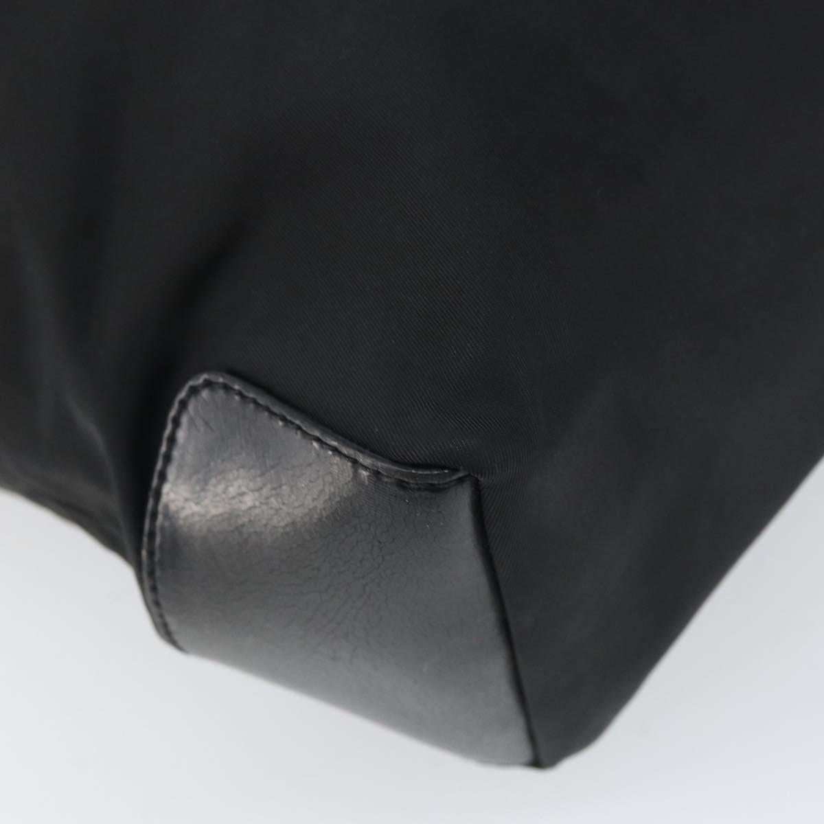 PRADA Hand Bag Nylon Black Silver Auth 170418