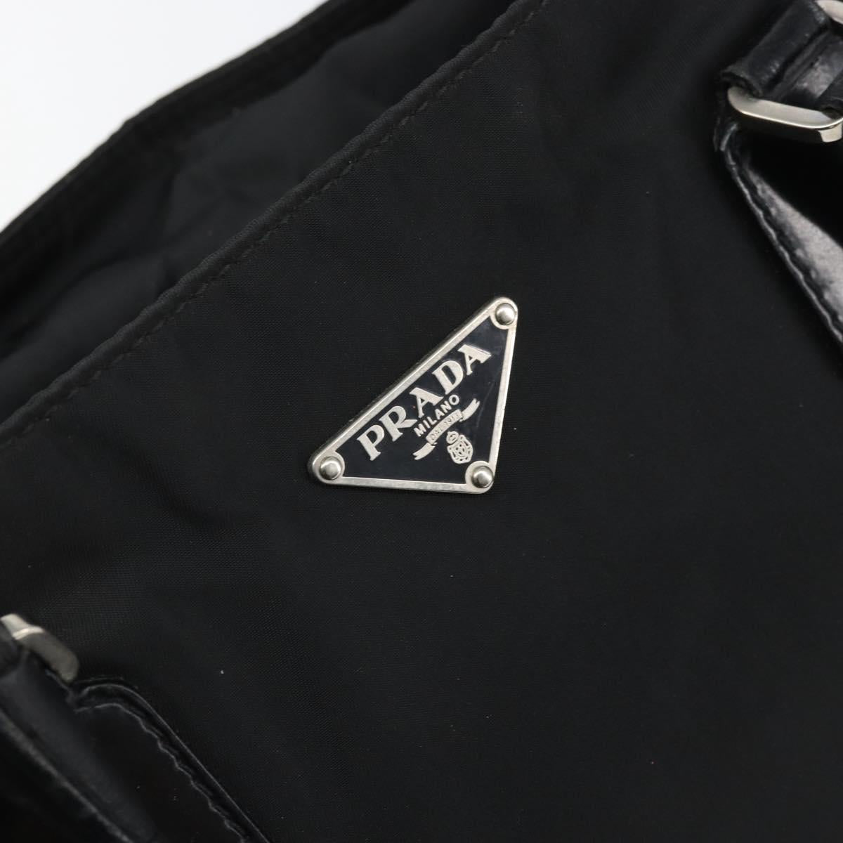 PRADA Hand Bag Nylon Black Silver Auth 170418