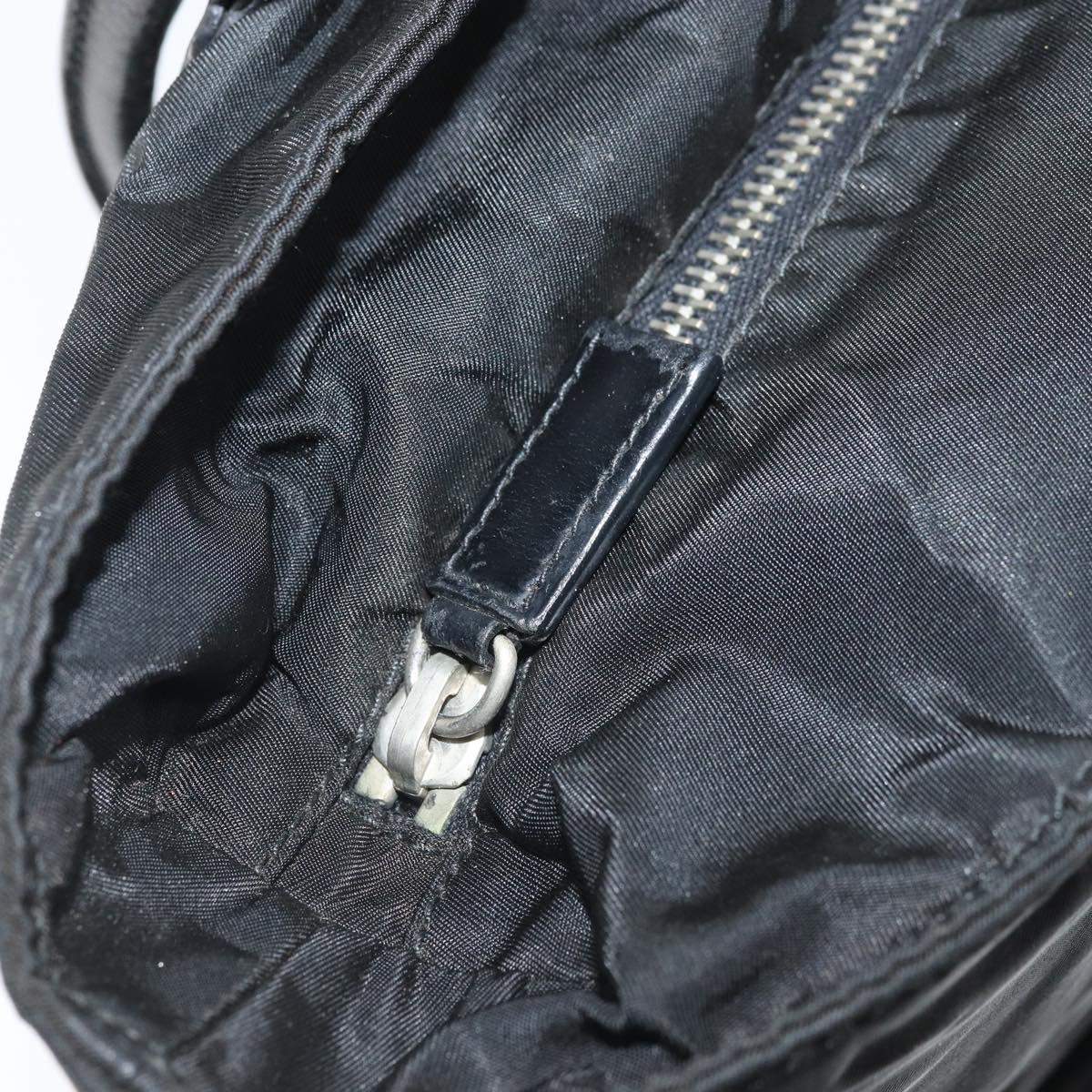 PRADA Hand Bag Nylon Black Silver Auth 170418