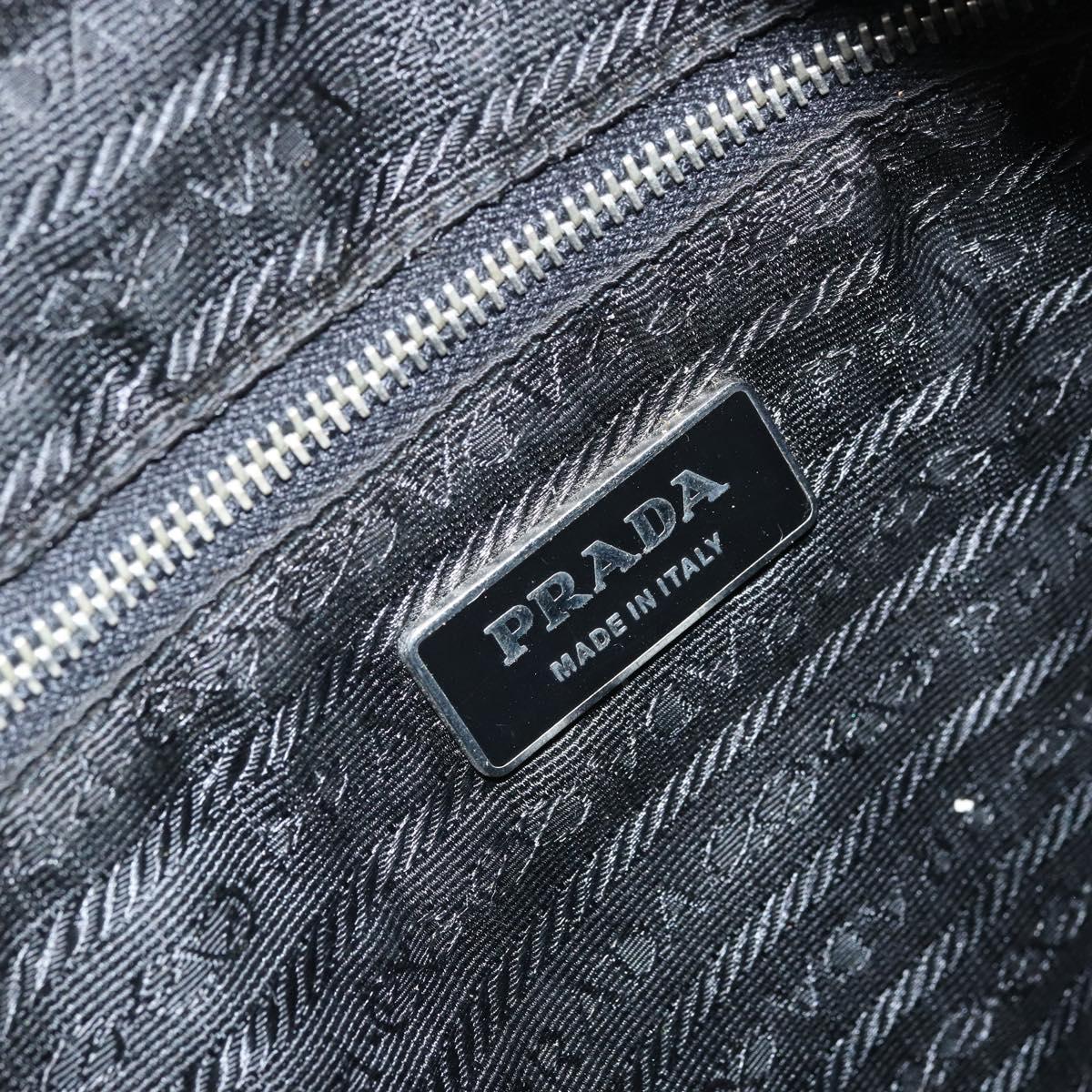 PRADA Hand Bag Nylon Black Silver Auth 170418