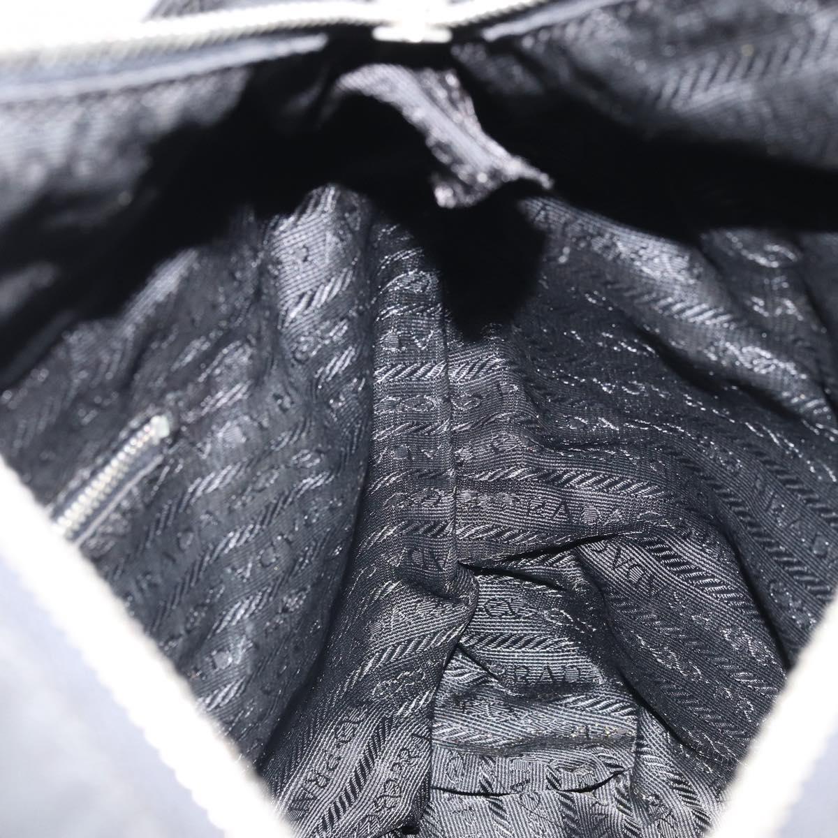 PRADA Hand Bag Nylon Black Silver Auth 170418