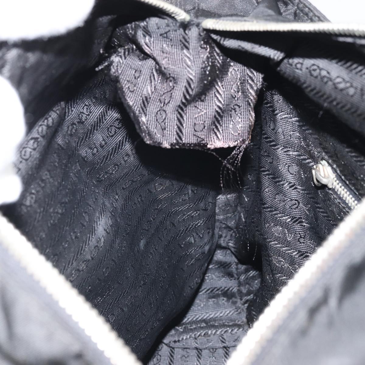PRADA Hand Bag Nylon Black Silver Auth 170418