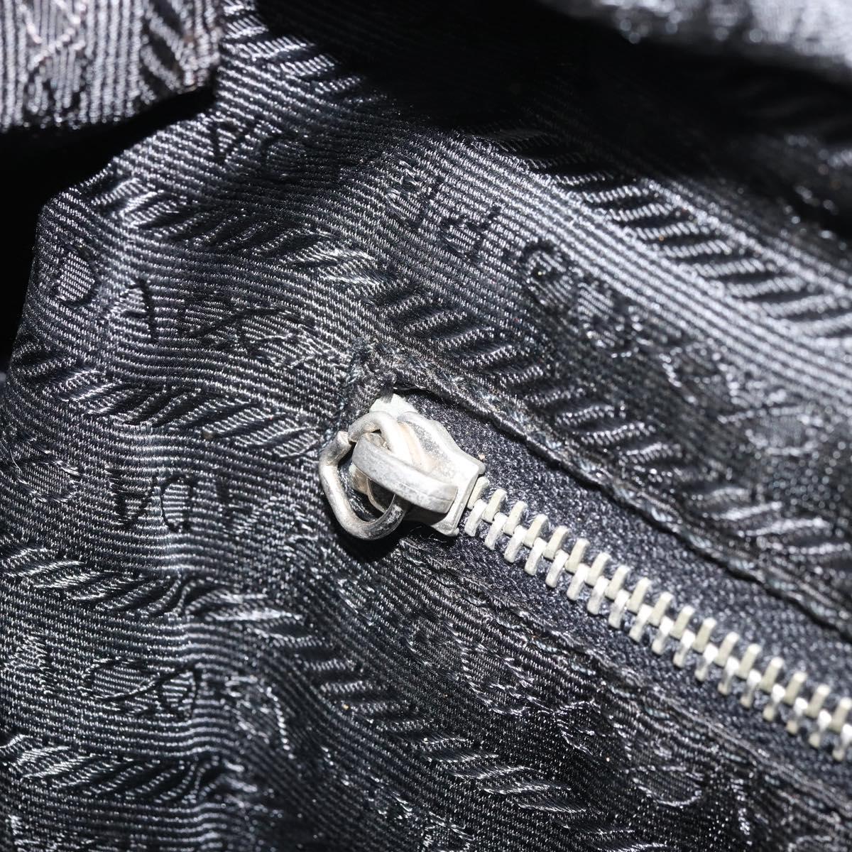 PRADA Hand Bag Nylon Black Silver Auth 170418