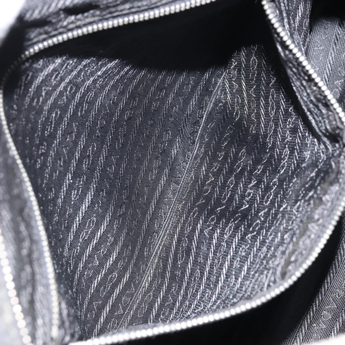 PRADA Hand Bag Nylon Black Silver Auth 170418