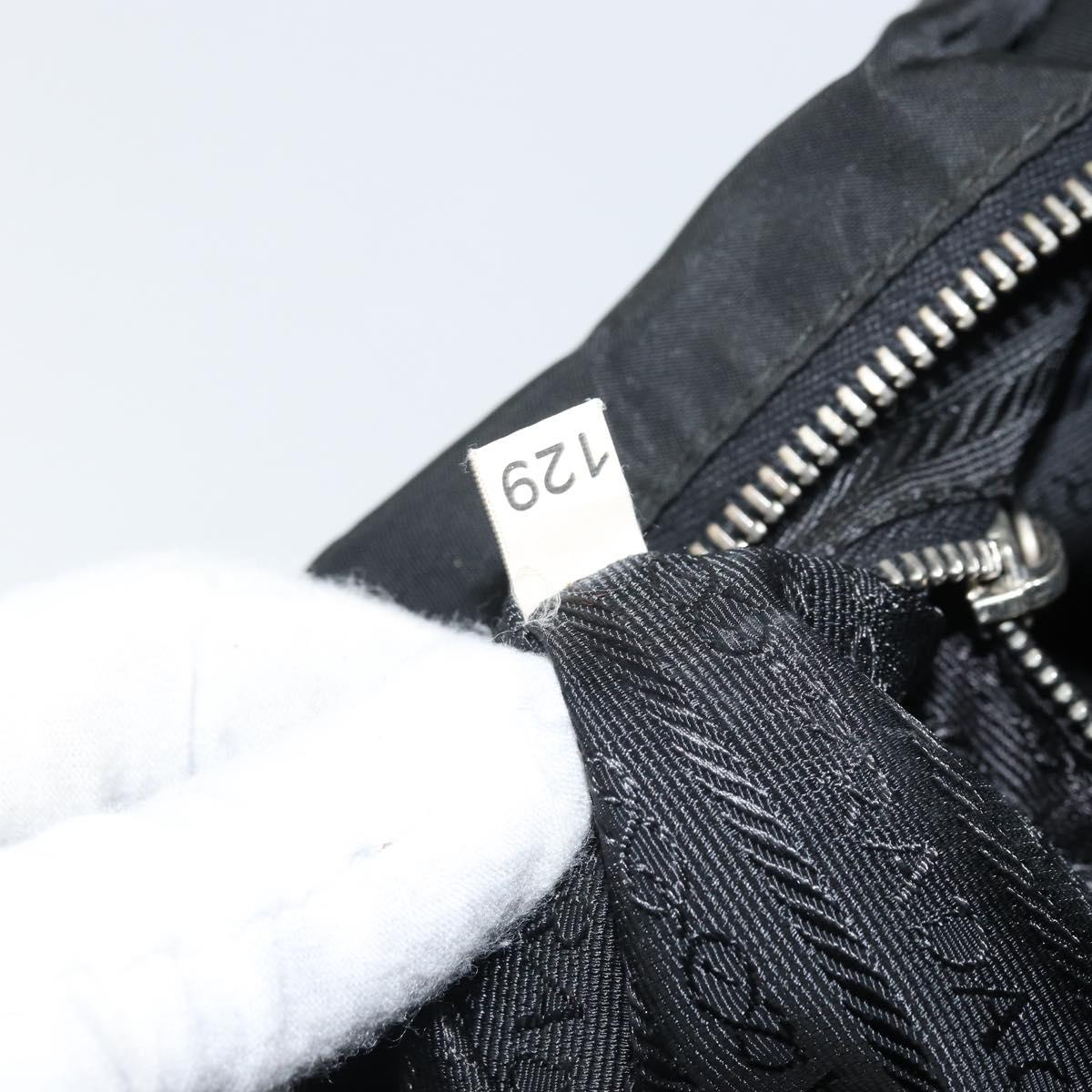 PRADA Hand Bag Nylon Black Silver Auth 170418