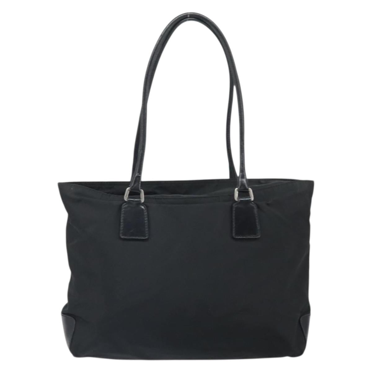 PRADA Hand Bag Nylon Black Silver Auth 170418