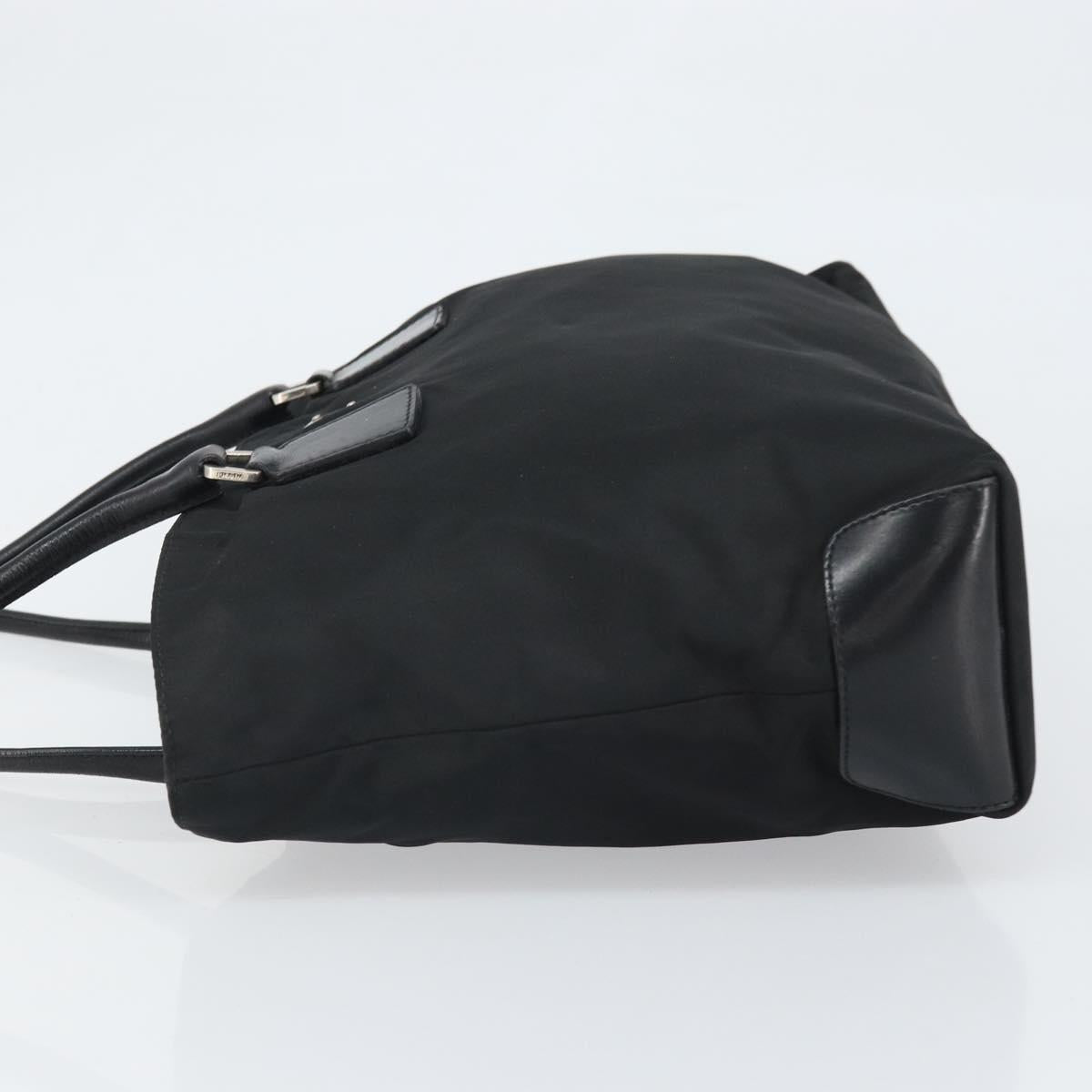 PRADA Hand Bag Nylon Black Silver Auth 170418