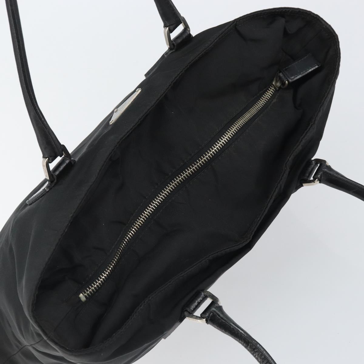 PRADA Hand Bag Nylon Black Silver Auth 170418