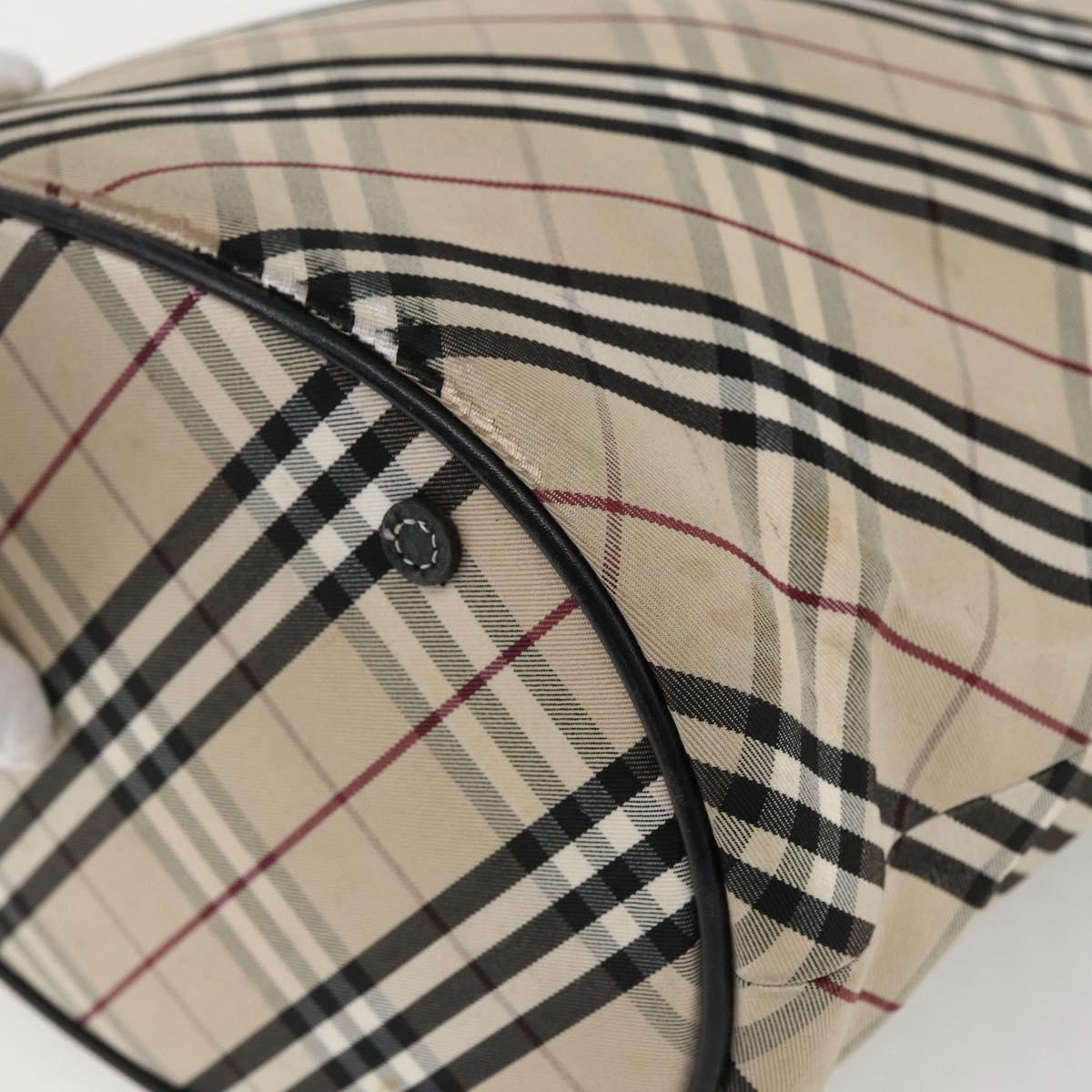 BURBERRY Nova Check Blue Label Tote Bag Canvas Beige Auth 170421