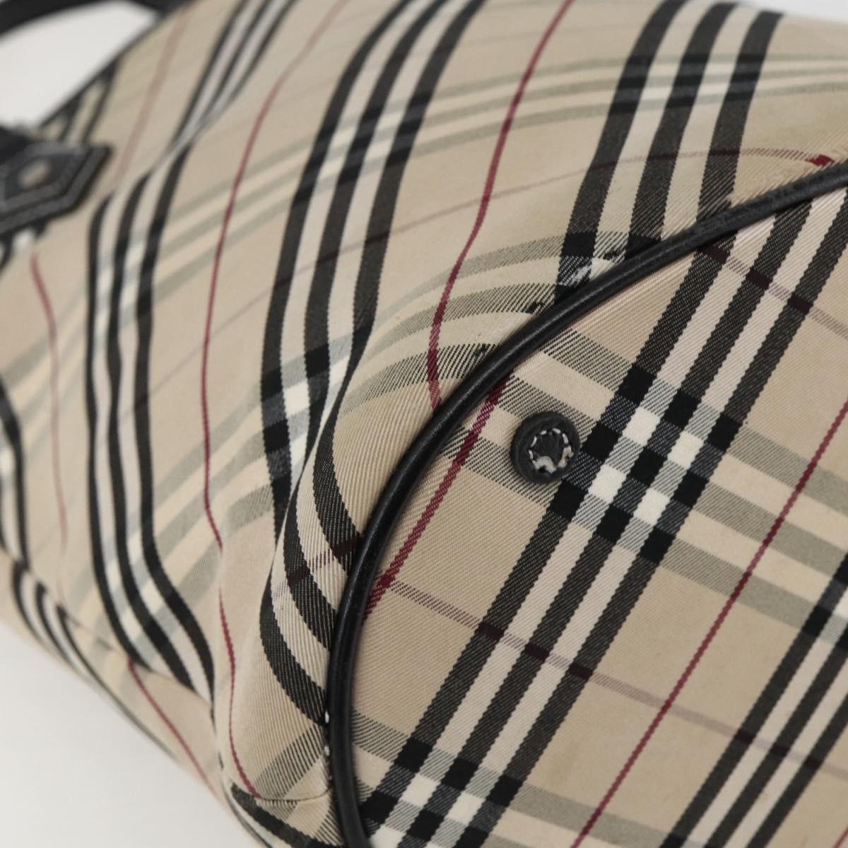 BURBERRY Nova Check Blue Label Tote Bag Canvas Beige Auth 170421