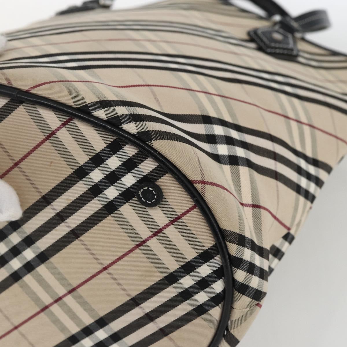 BURBERRY Nova Check Blue Label Tote Bag Canvas Beige Auth 170421