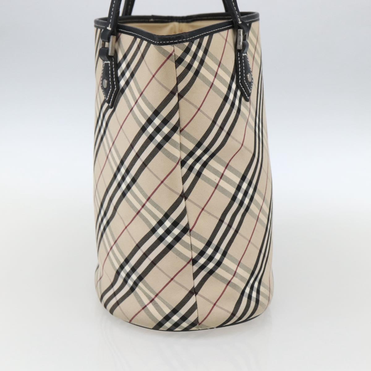 BURBERRY Nova Check Blue Label Tote Bag Canvas Beige Auth 170421