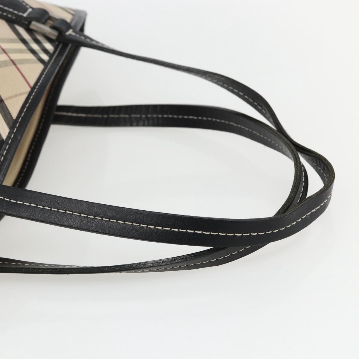 BURBERRY Nova Check Blue Label Tote Bag Canvas Beige Auth 170421