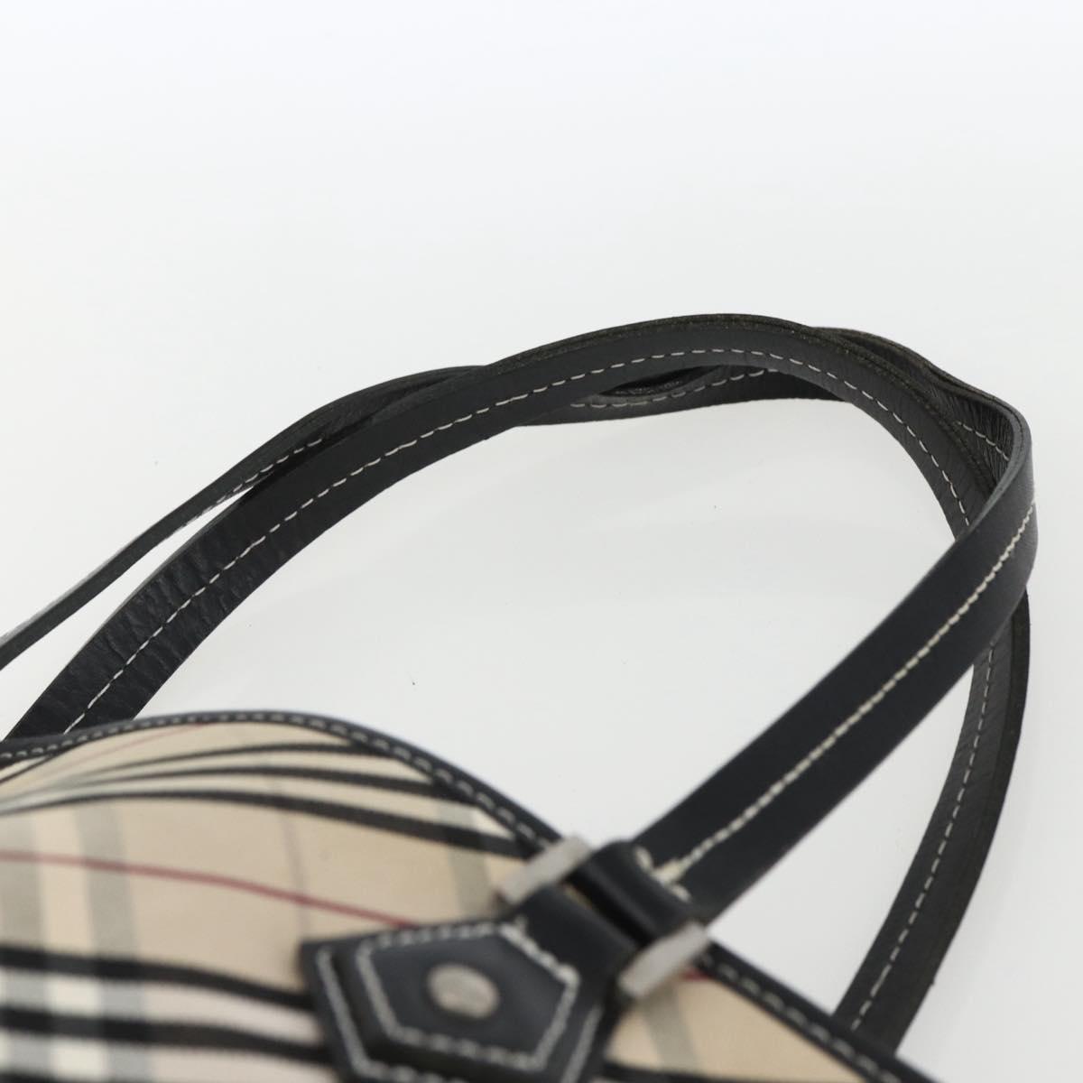 BURBERRY Nova Check Blue Label Tote Bag Canvas Beige Auth 170421