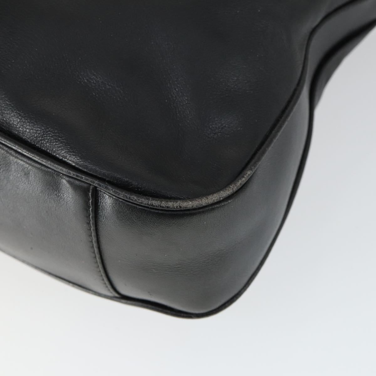 GUCCI Bamboo Hand Bag Leather 2way Black Gold 001 1638 2615 Auth 170422