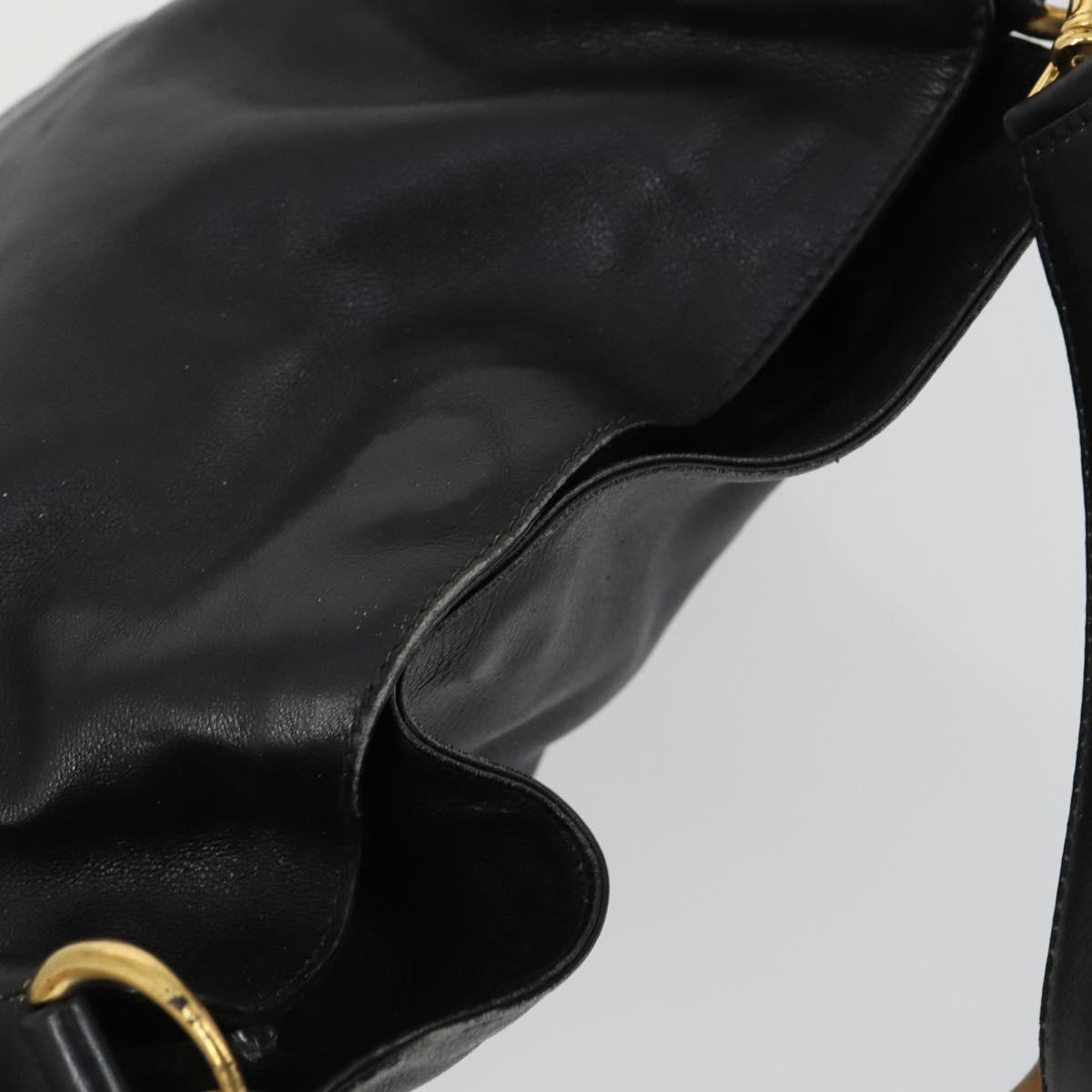 GUCCI Bamboo Hand Bag Leather 2way Black Gold 001 1638 2615 Auth 170422
