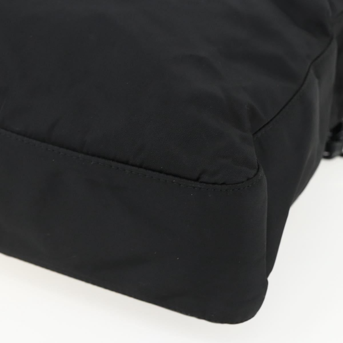 PRADA Chain Shoulder Bag Nylon Black Auth 170424