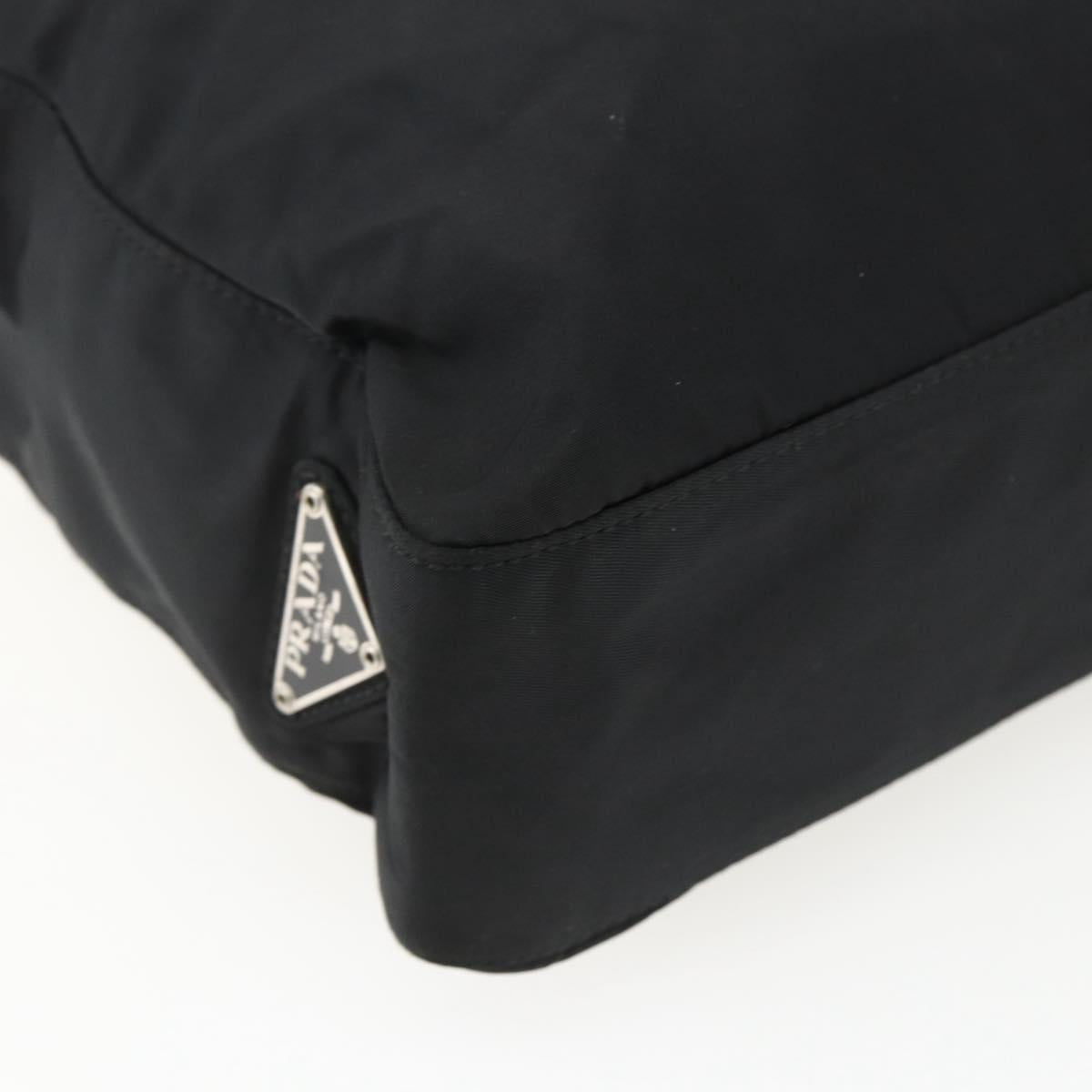 PRADA Chain Shoulder Bag Nylon Black Auth 170424