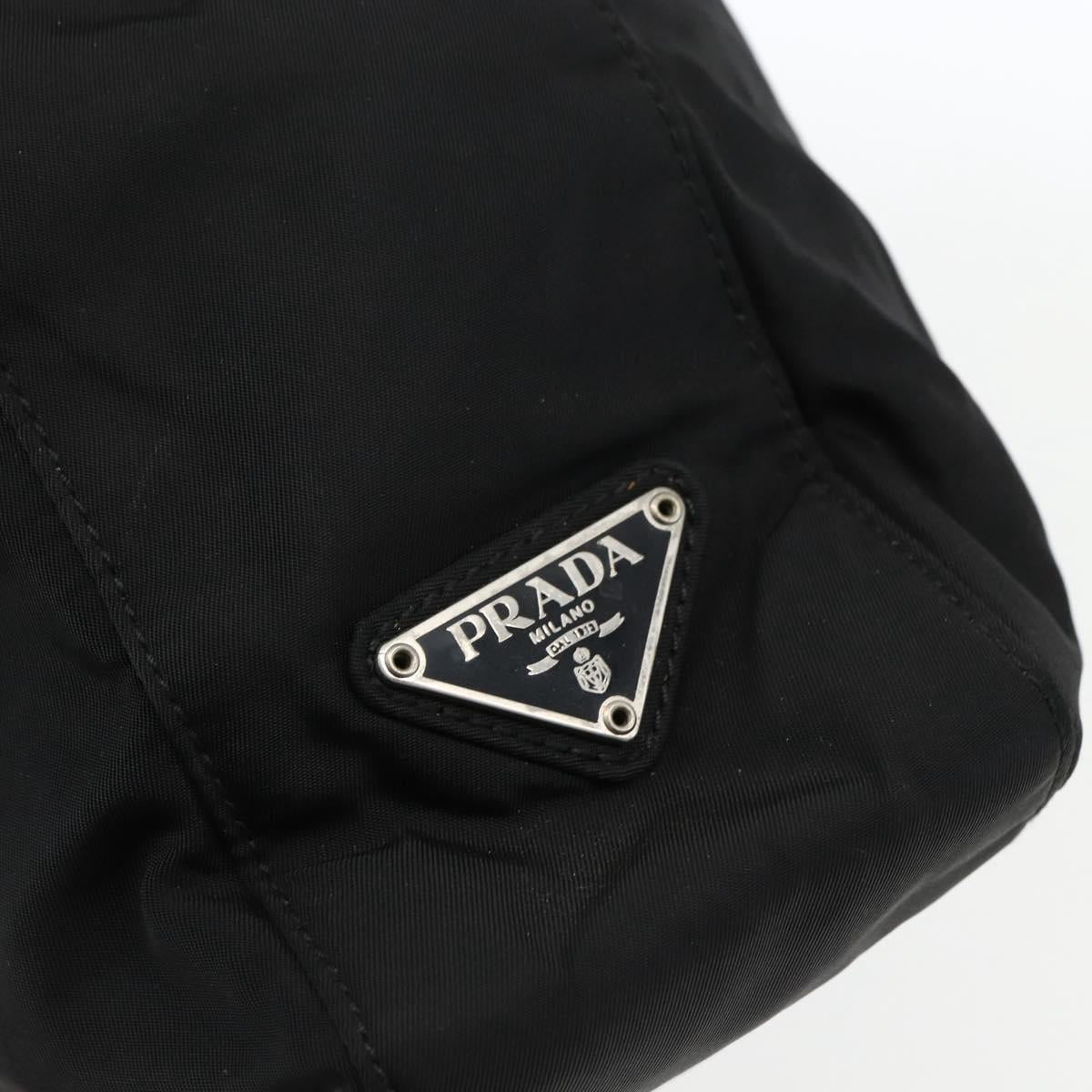 PRADA Chain Shoulder Bag Nylon Black Auth 170424