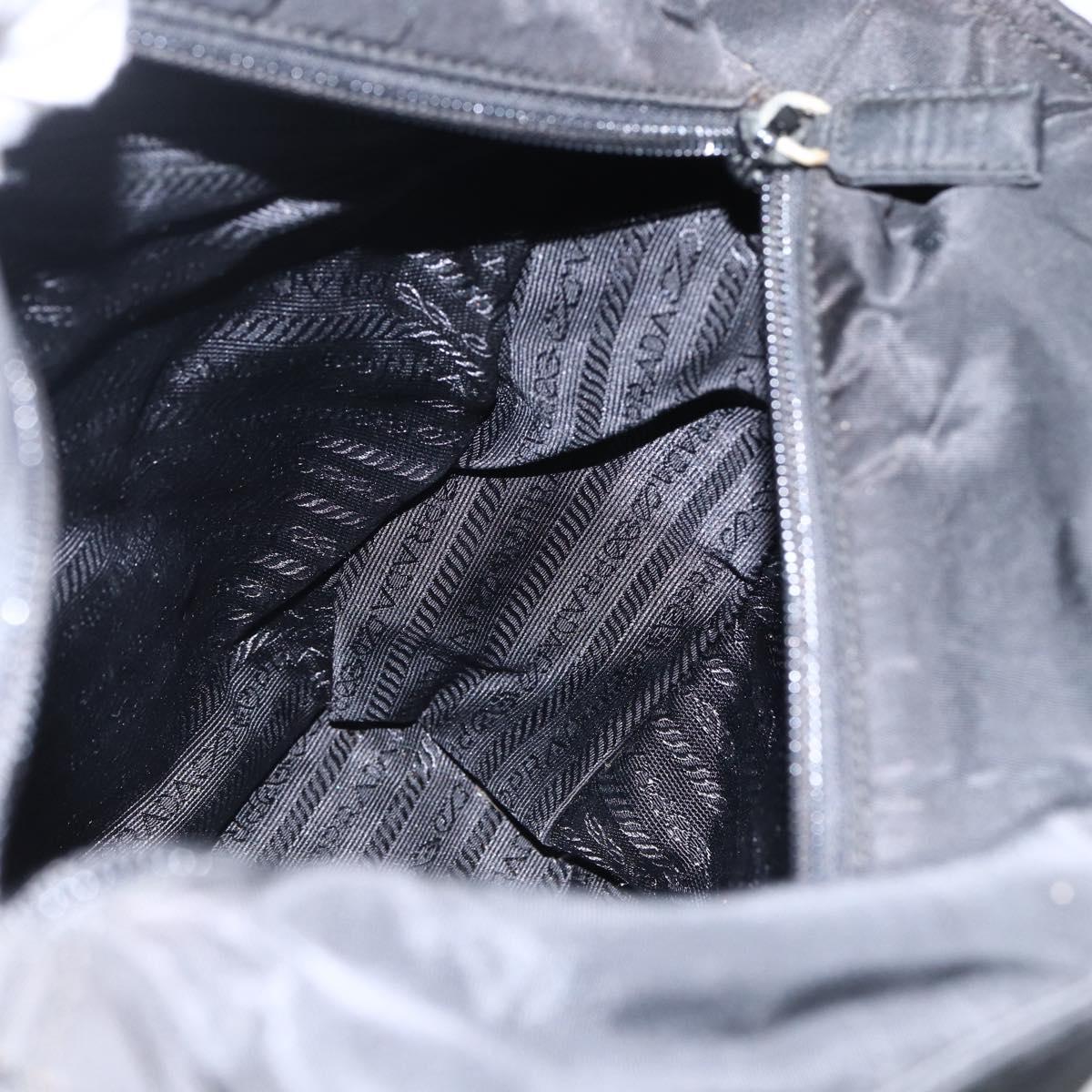 PRADA Chain Shoulder Bag Nylon Black Auth 170424