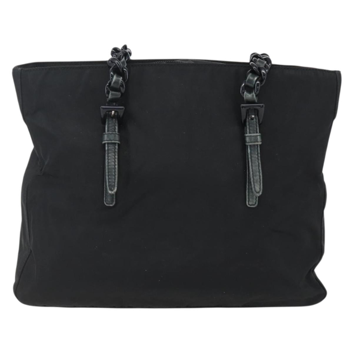 PRADA Chain Shoulder Bag Nylon Black Auth 170424