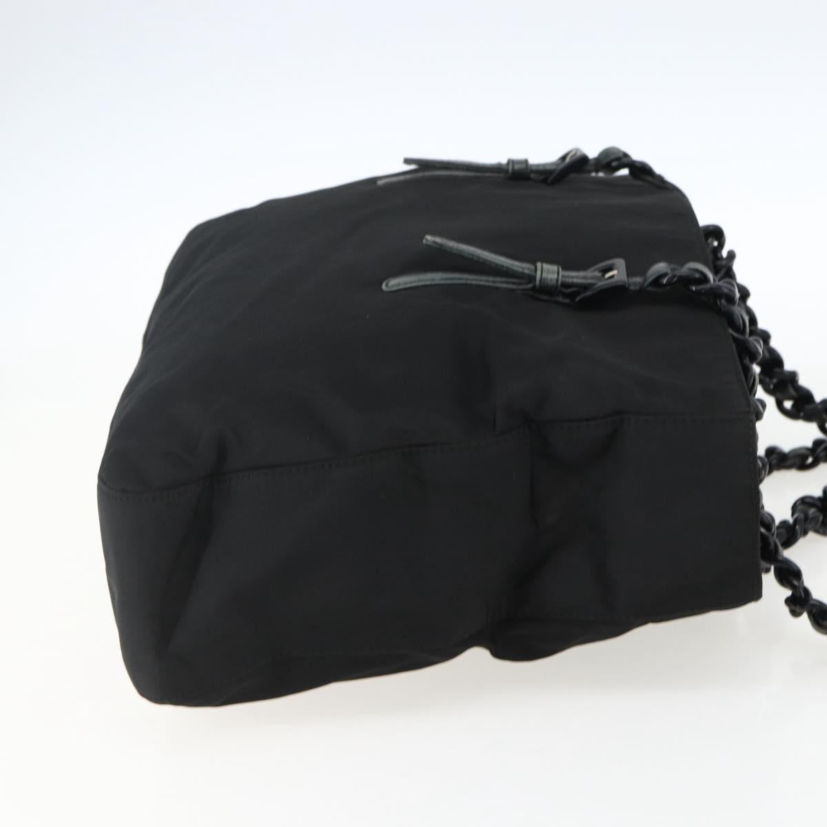 PRADA Chain Shoulder Bag Nylon Black Auth 170424