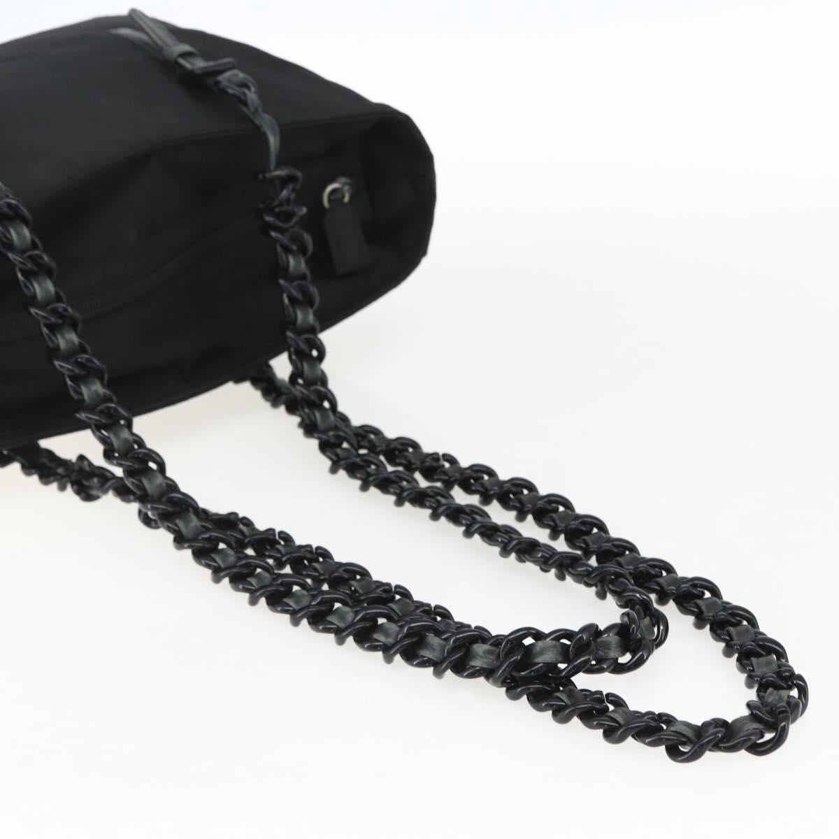 PRADA Chain Shoulder Bag Nylon Black Auth 170424