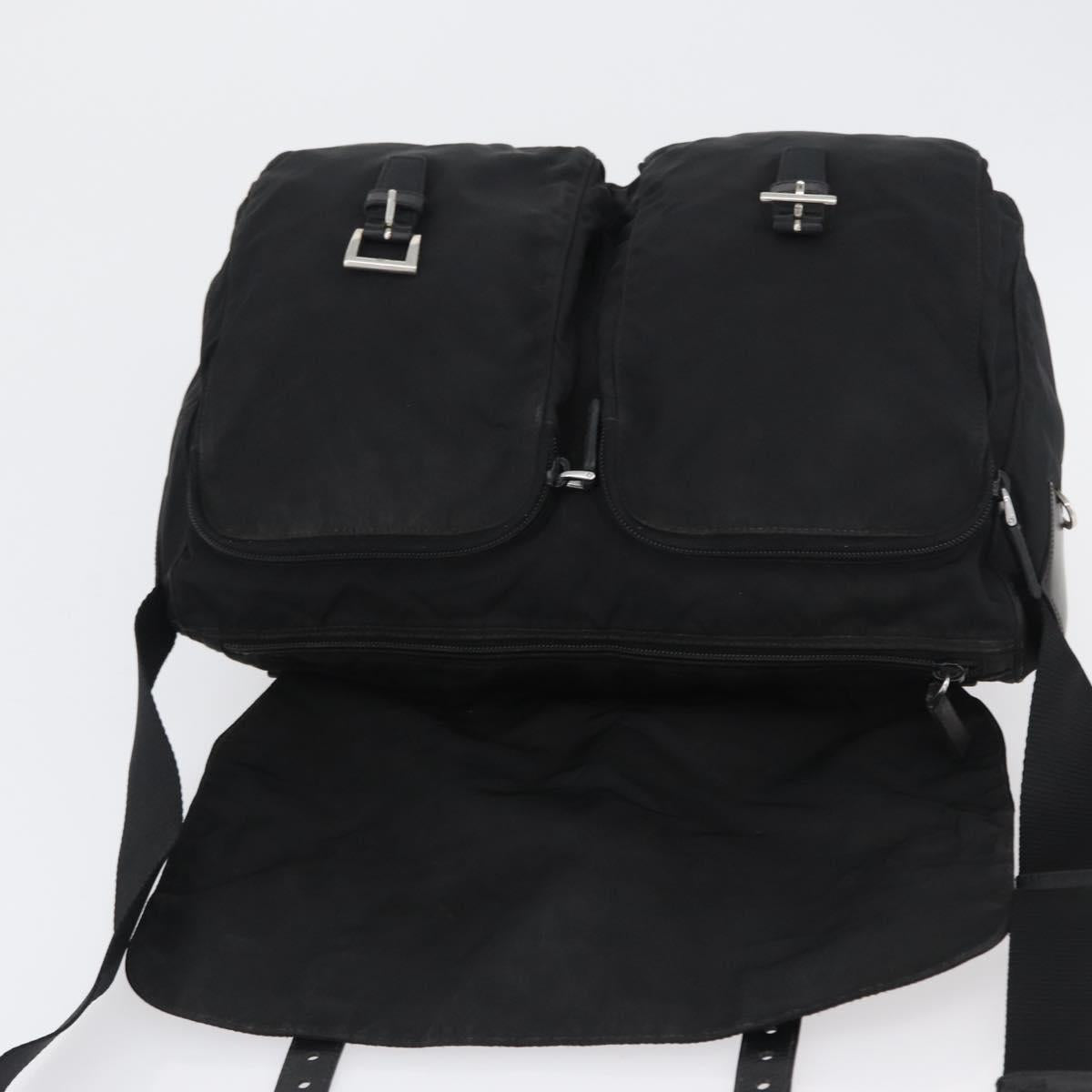PRADA Shoulder Bag Nylon Black Silver Auth 170427A