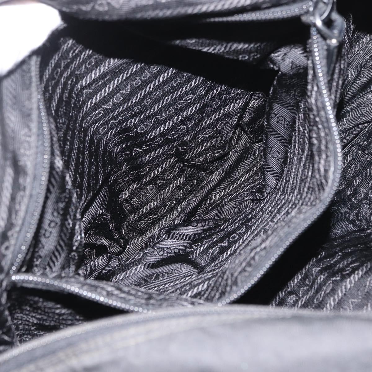 PRADA Shoulder Bag Nylon Black Silver Auth 170427A
