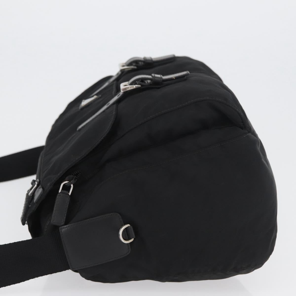 PRADA Shoulder Bag Nylon Black Silver Auth 170427A