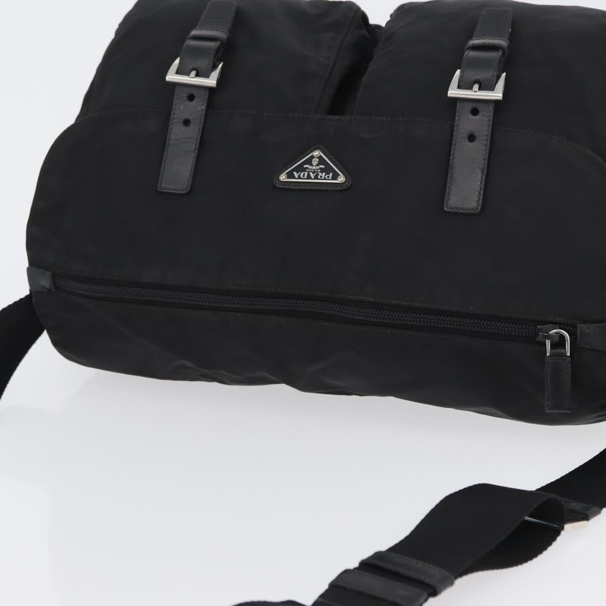 PRADA Shoulder Bag Nylon Black Silver Auth 170427A