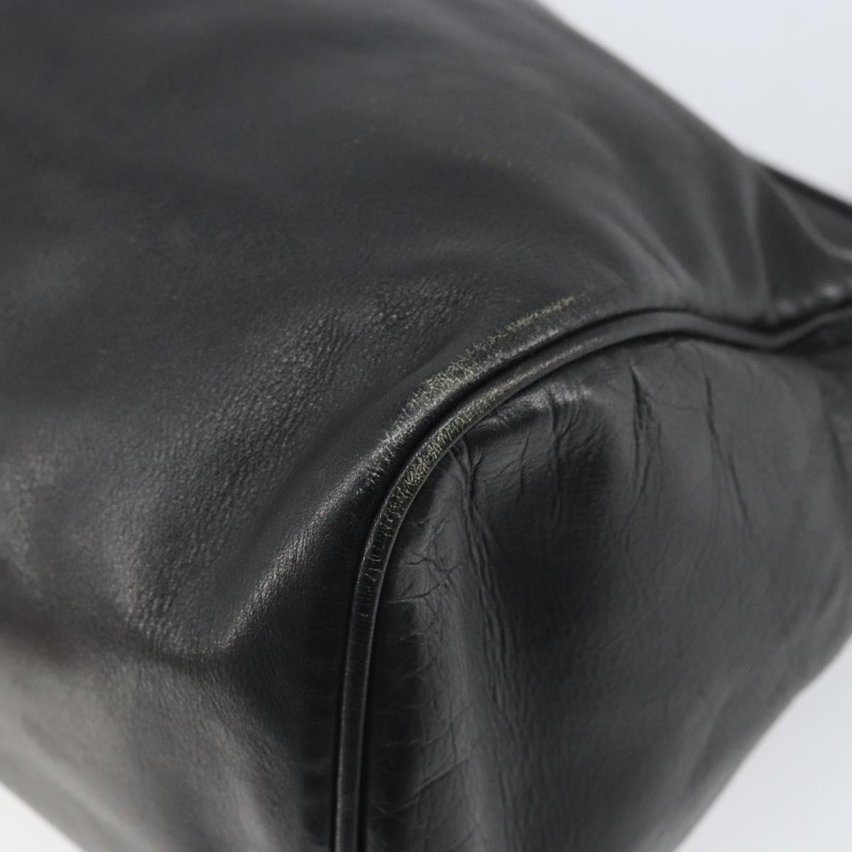 LOEWE Anagram Pouch Leather Black Gold Auth 170433