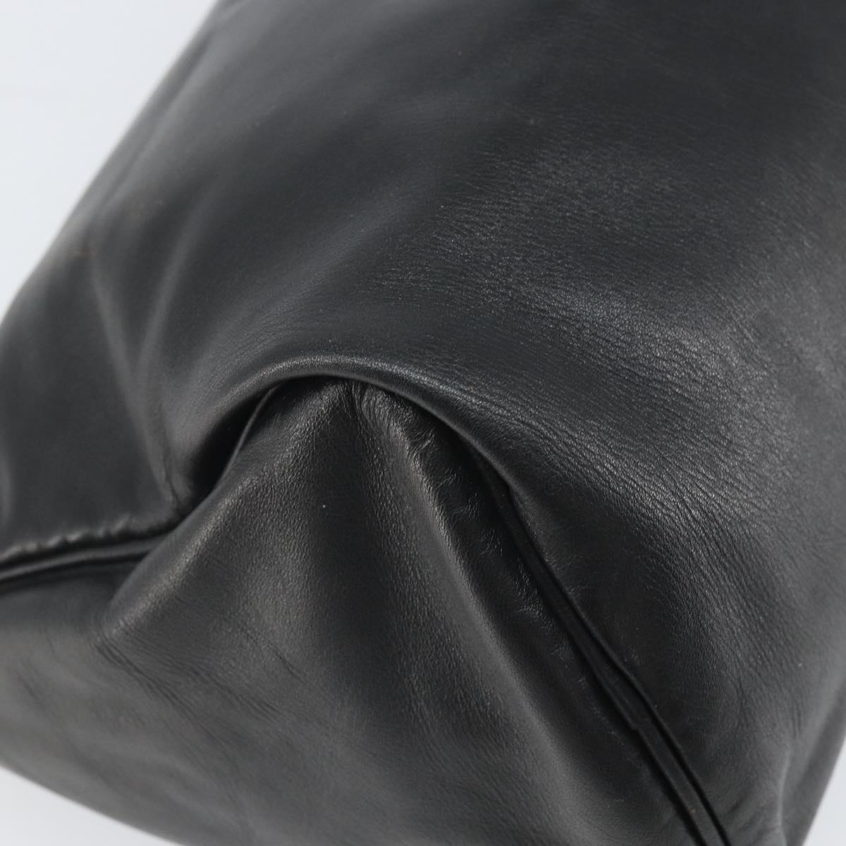 LOEWE Anagram Pouch Leather Black Gold Auth 170433